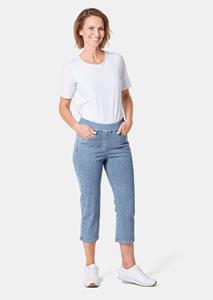 Goldner Fashion 3/4-jeans Louisa met comfortabele, elastische jerseyband en borduursel - lichtblauw 