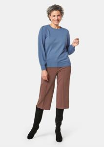 Goldner Fashion Zachte tricot pullover met moderne ballonmouwen - jeansblauw 