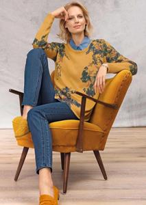 Goldner Fashion Pullover met bloemenprint - saffraan / gedess. 