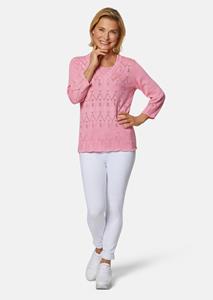 Goldner Fashion Zomerse, tricot pullover met ajourpatroon - oudrosé 