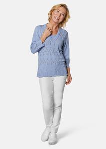 Goldner Fashion Zomerse, tricot pullover met ajourpatroon - hemelsblauw 