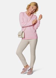 Goldner Fashion Actief ademende pullover van merinowol met V-hals - roze 