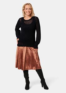 Goldner Fashion Elegante pullover in netlook met pailletten - zwart 