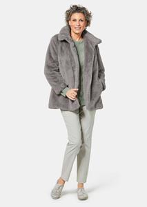Goldner Fashion Elegante mantel van imitatiebont - grijs 