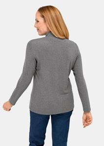 Goldner Fashion Zacht shirt met opstaande kraag, ritssluiting en glanzend, geborduurd logo - grijs / gemêleerd 