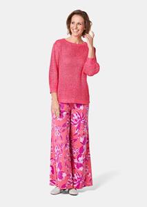 Goldner Fashion Elegante pullover in netlook met pailletten - roze 