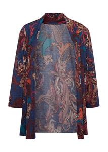 Goldner Fashion Comfortabel shirtjasje met goed te combineren print - donkerblauw / meerkleurig / gedess. 