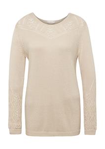 Goldner Fashion Licht glanzende tricot pullover met aantrekkelijke ajourinzetten - zand / metallic 