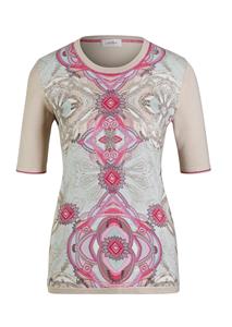 Goldner Fashion Gedessineerde pullover met ornamentprint - zand / framboos 