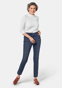 Goldner Fashion Jeans met borduursel bij de zoom - blauw 