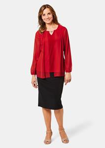 Goldner Fashion Feestelijke blouse met chiffon en sierelement - rood 