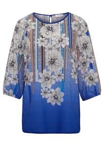 Goldner Fashion Gedessineerde blouse van een kreukarme stof - steengrijs / koningsblauw / gedess. 