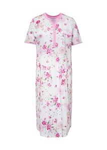 Goldner Fashion Nachthemd met korte mouwen en knoopsluiting - roze / wit / gedess. 