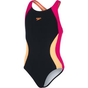 Speedo Colourblock Spiritback Badeanzug Schwarz/Pink für Mädchen