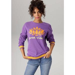 Aniston CASUAL Sweatshirt, Frontdruck mit abstrakter Seerose und "good vibes"-Schriftzug - NEUE KOLLEKTION