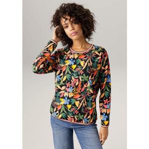 Aniston CASUAL Sweatshirt, mit bunten Blüten und Blättern bedruckt - NEUE KOLLEKTION