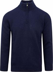 Suitable Half Zip Pullover Wool Blend Navy