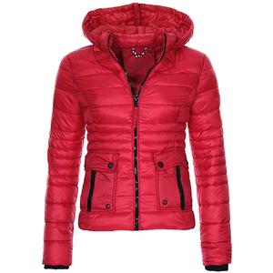 ArmadaDeals Modische Neueste Frauen Baumwolle mit Kapuze Winter Slim Jacket, Rot
