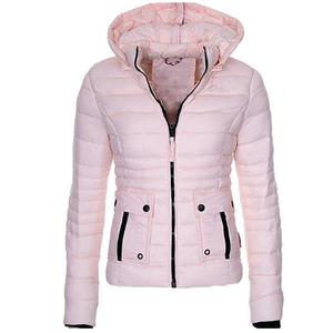 ArmadaDeals Modische Neueste Frauen Baumwolle mit Kapuze Winter Slim Jacket, Rosa