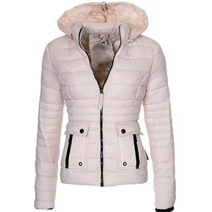 ArmadaDeals Modische Neueste Frauen Baumwolle mit Kapuze Winter Slim Jacket, Weiß