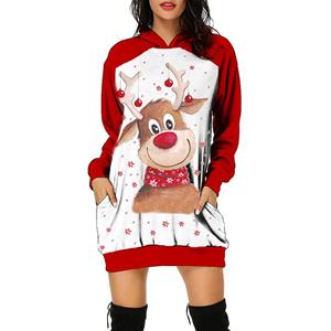 ArmadaDeals Kerstmis Print Heggen Middenlengte Vrouwen Over-de-knie Urban Casual Sweater Dress, WYQ01-05-SM461 