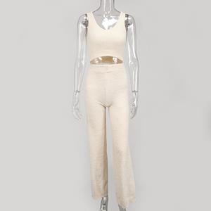 ArmadaDeals Damen Herbst Winter Tank Top und Hose Nachtwäsche Anzug, Off-white Anzug / M