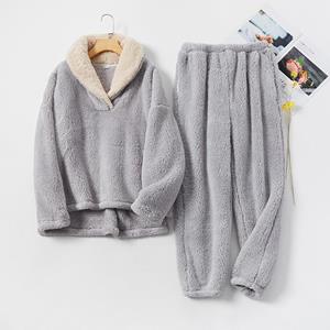 ArmadaDeals Damen Winter Warm Weich Samt Pyjama Hose Set, Grau