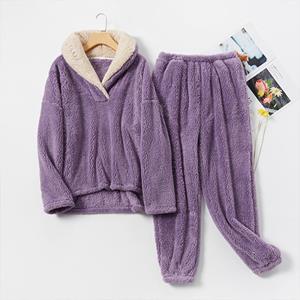 ArmadaDeals Damen Winter Warm Weich Samt Pyjama Hose Set, Violett