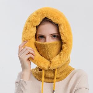 ArmadaDeals Gebreide Warme Fleece Beanies Hoeden Vrouwen Winter Hooded Sjaal Windproof Hat, Gember