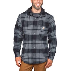 Carhartt Overshirt - Met fleece gevoerde geruite shirt-jack met capuchon Grijs