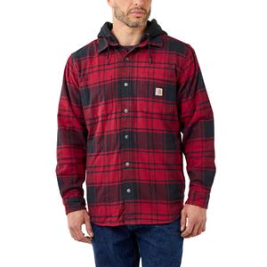 Carhartt Overshirt - Met fleece gevoerde geruite shirt-jack met capuchon RED
