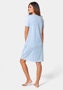 Goldner Fashion Nachthemd met knopenlijst en korte mouwen - lichtblauw / wit / lindegroen / gedess. 
