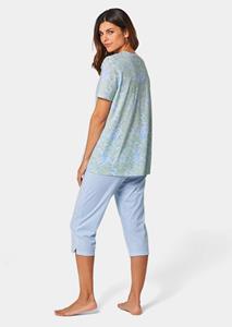 Goldner Fashion Katoenen pyjama met korte mouwen - lichtblauw / lindegroen / wit / gedess. 