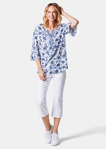 Goldner Fashion Gedessineerde blouse - wit / blauw / gedess. 