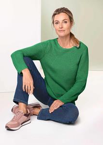 Goldner Fashion Flatteuze pullover van puur katoen - groen 