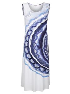 Jerseykleid mit modischem Batikmuster Alba Moda Weiß/Blau