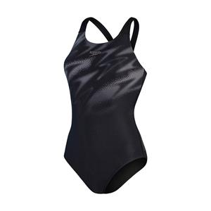 Speedo HyperBoom Placement Muscleback Badeanzug für Damen Schwarz/Grau