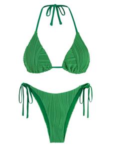 Zaful Halfter Strukturierte Bikini Badeanzug mit Seitlichem Bindeband