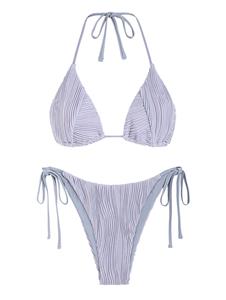 Zaful Strukturierter Bikini Badebekleidung mit Seitlichem Bindeband