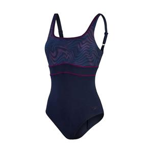 Speedo Shaping ContourEclipse Bedruckter Badeanzug für Damen Marineblau/Pflaume