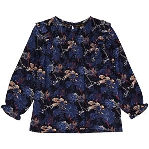 LEVV Little Meisjes blouse - Birgit - AOP donker blauw bloemen