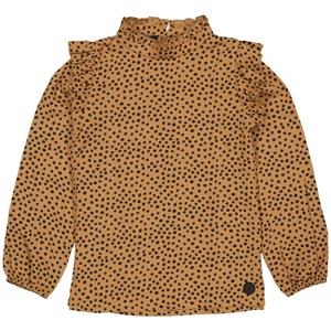 LEVV Little Meisjes blouse - Blis - AOP grijs stippen