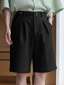 INCERUN Mens Textured Waffle Knit High Waist Shorts