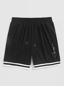 Zaful Streifen Panel Buchstabedruck Sweat Shorts