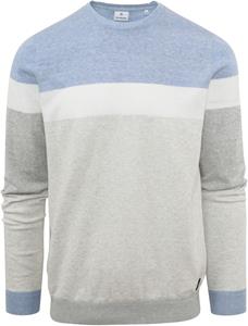 Blue Industry Pullover Strepen Blauw