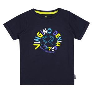 Vingino T-shirt HANSON met printopdruk donkerblauw Jongens Stretchkatoen Ronde hals - 