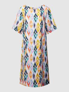 Christian Berg Woman Knielange jurk van linnen met all-over print