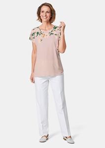 Goldner Fashion Luchtige blouse van chiffon met een bloemenprint - lichtoranje / gebloemd 