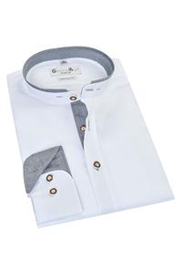 G'weih & Silk Trachtenhemd langarm weiß grau Pilsensee 010670