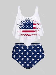 Rosegal 3D American Flag Printed Tankini Swimsuit